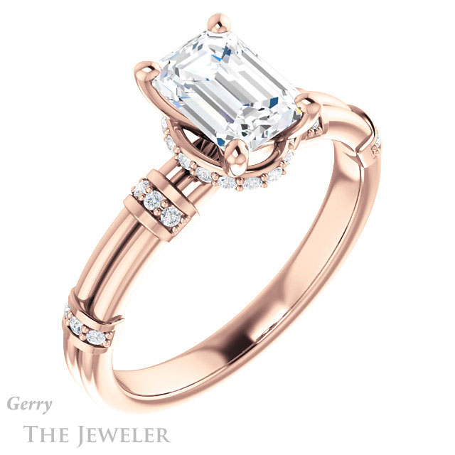 Emerald Cut Forever One Moissanite Engagement Ring #GTJ1036-emerald-fb-r | Gerry The Jeweler Emerald Cut Forever Brilliant Moissanite Engagement Ring #GTJ1036-emerald-fb-r