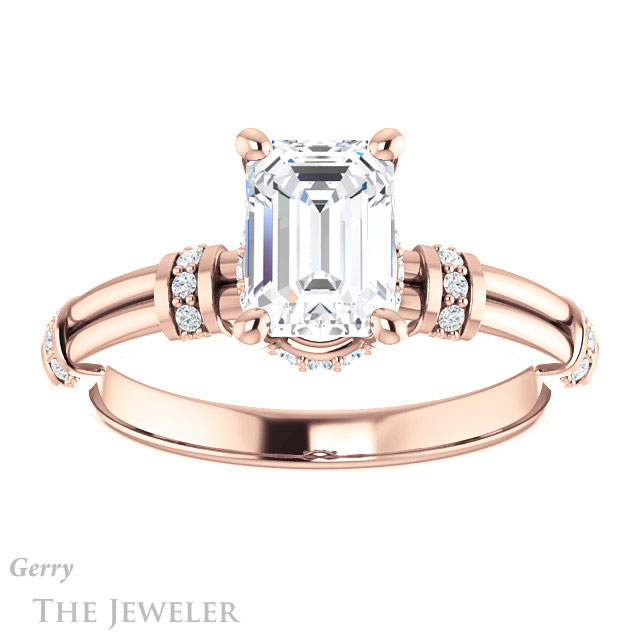 Emerald Cut Forever One Moissanite Engagement Ring #GTJ1036-emerald-fb-r | Gerry The Jeweler Emerald Cut Forever Brilliant Moissanite Engagement Ring #GTJ1036-emerald-fb-r