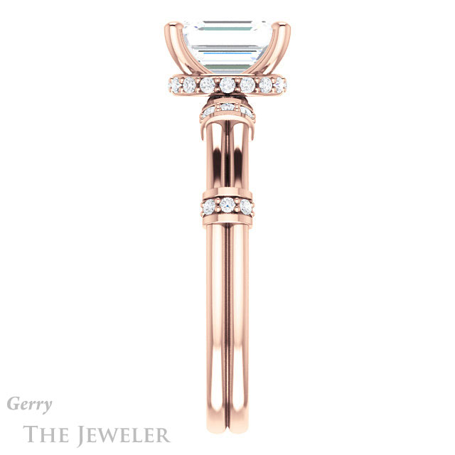 Emerald Cut Forever One Moissanite Engagement Ring #GTJ1036-emerald-fb-r | Gerry The Jeweler Emerald Cut Forever Brilliant Moissanite Engagement Ring #GTJ1036-emerald-fb-r