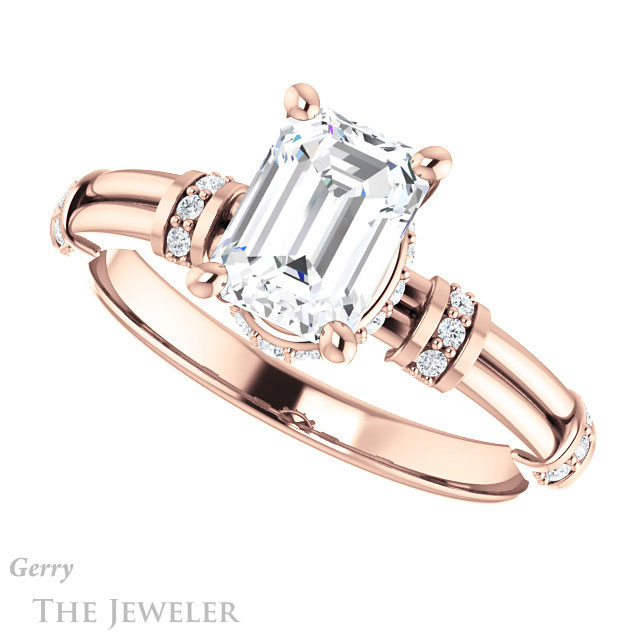 Emerald Cut Forever One Moissanite Engagement Ring #GTJ1036-emerald-fb-r | Gerry The Jeweler Emerald Cut Forever Brilliant Moissanite Engagement Ring #GTJ1036-emerald-fb-r