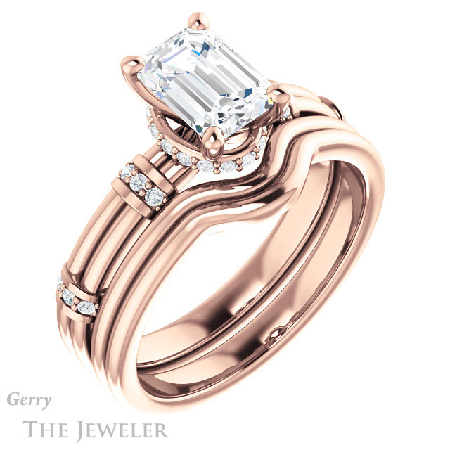 Emerald Cut Forever One Moissanite Engagement Ring #GTJ1036-emerald-fb-r | Gerry The Jeweler Emerald Cut Forever Brilliant Moissanite Engagement Ring #GTJ1036-emerald-fb-r