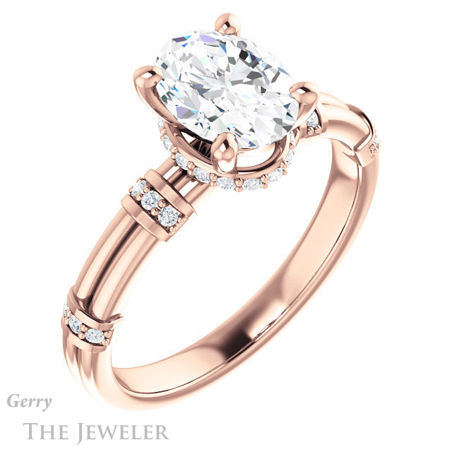 Oval Shaped Forever One Moissanite Engagement Ring #GTJ1036-oval-fo-r | Gerry The Jeweler Oval Shaped Forever One Moissanite Engagement Ring #GTJ1036-oval-fo-r