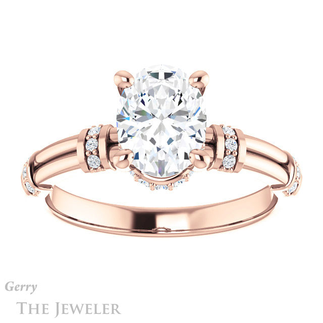 Oval Shaped Forever One Moissanite Engagement Ring #GTJ1036-oval-fo-r | Gerry The Jeweler Oval Shaped Forever One Moissanite Engagement Ring #GTJ1036-oval-fo-r