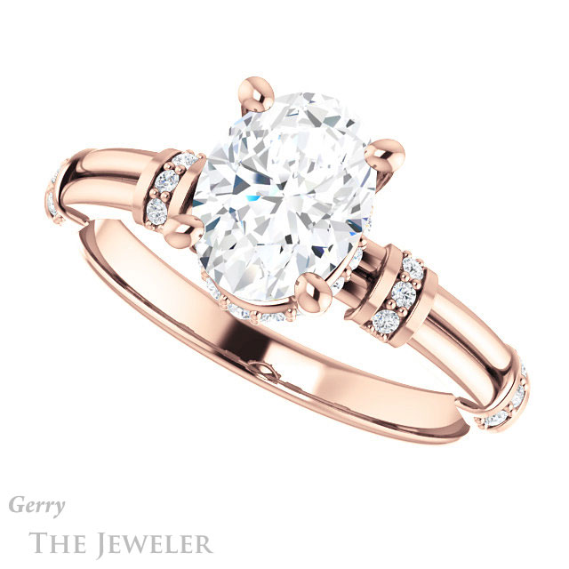 Oval Shaped Forever One Moissanite Engagement Ring #GTJ1036-oval-fo-r | Gerry The Jeweler Oval Shaped Forever One Moissanite Engagement Ring #GTJ1036-oval-fo-r