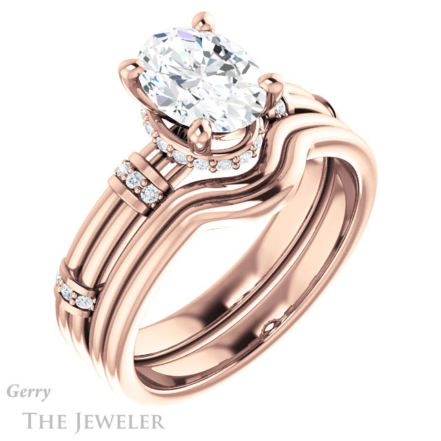 Oval Shaped Forever One Moissanite Engagement Ring #GTJ1036-oval-fo-r | Gerry The Jeweler Oval Shaped Forever One Moissanite Engagement Ring #GTJ1036-oval-fo-r