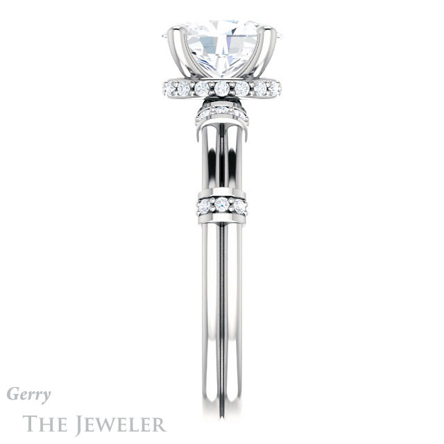 Oval Shaped Forever One Moissanite Engagement Ring #GTJ1036-oval-fo-w | Gerry The Jeweler Oval Shaped Forever One Moissanite Engagement Ring #GTJ1036-oval-fo-w