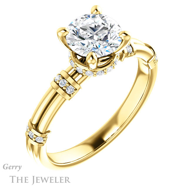 Round Cut Forever One Moissanite Engagement Ring #GTJ1036-round-fo-y | Gerry The Jeweler Round Cut Forever One Moissanite Engagement Ring #GTJ1036-round-fo-y