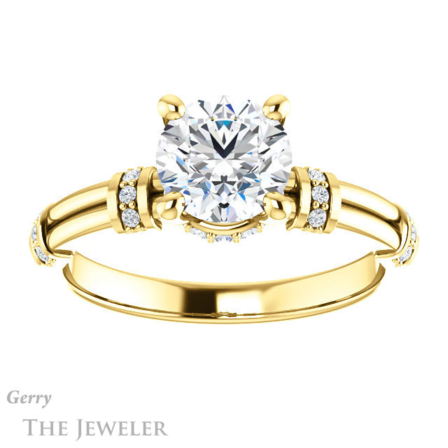 Round Cut Forever One Moissanite Engagement Ring #GTJ1036-round-fo-y | Gerry The Jeweler Round Cut Forever One Moissanite Engagement Ring #GTJ1036-round-fo-y