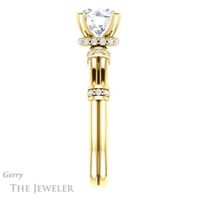 Round Cut Forever One Moissanite Engagement Ring #GTJ1036-round-fo-y | Gerry The Jeweler Round Cut Forever One Moissanite Engagement Ring #GTJ1036-round-fo-y