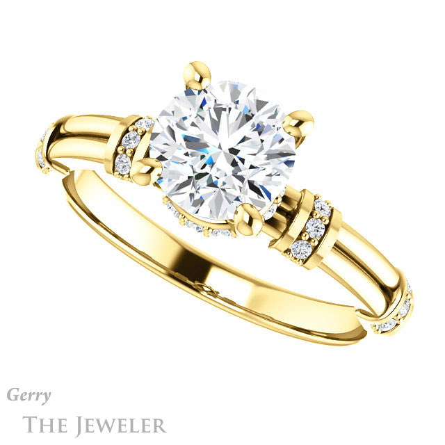 Round Cut Forever One Moissanite Engagement Ring #GTJ1036-round-fo-y | Gerry The Jeweler Round Cut Forever One Moissanite Engagement Ring #GTJ1036-round-fo-y