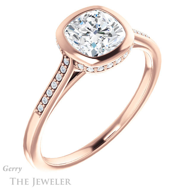Cushion Cut Forever One Moissanite Engagement Ring #GTJ1037-cushion-fo-r 4 Cushion Cut Forever One Moissanite Engagement Ring #GTJ1037-cushion-fo-r