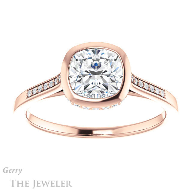 Cushion Cut Forever One Moissanite Engagement Ring #GTJ1037-cushion-fo-r