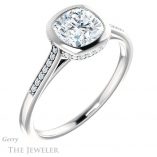 Cushion Cut Forever One Moissanite Engagement Ring #GTJ1037-cushion-fo-w 4 Cushion Cut Forever One Moissanite Engagement Ring #GTJ1037-cushion-fo-w
