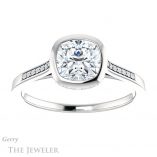 Cushion Cut Forever One Moissanite Engagement Ring #GTJ1037-cushion-fo-w 1 Cushion Cut Forever One Moissanite Engagement Ring #GTJ1037-cushion-fo-w