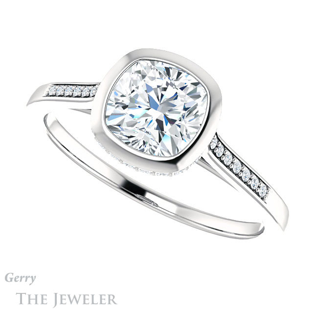 Cushion Cut Forever One Moissanite Engagement Ring #GTJ1037-cushion-fo-w 5 Cushion Cut Forever One Moissanite Engagement Ring #GTJ1037-cushion-fo-w