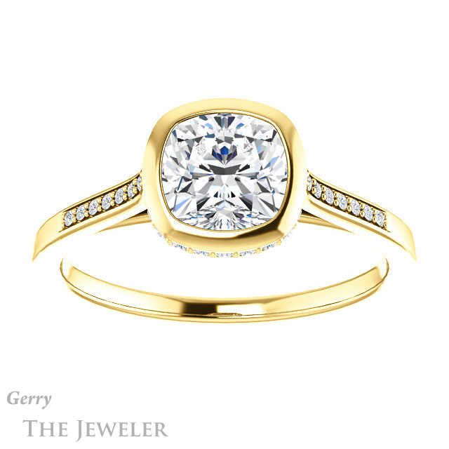 Cushion Cut Forever One Moissanite Engagement Ring #GTJ1037-cushion-fo-y