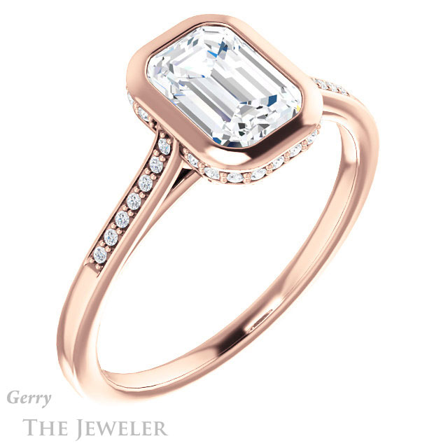 Emerald Cut Forever One Moissanite Engagement Ring #GTJ1037-emerald-fb-r 4 Emerald Cut Forever Brilliant Moissanite Engagement Ring #GTJ1037-emerald-fb-r