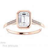 Emerald Cut Forever One Moissanite Engagement Ring #GTJ1037-emerald-fb-r 1 Emerald Cut Forever Brilliant Moissanite Engagement Ring #GTJ1037-emerald-fb-r