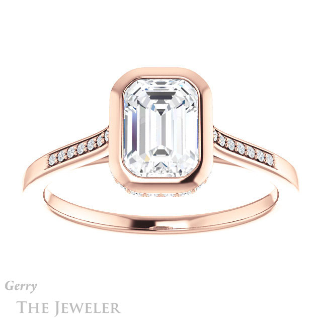 Emerald Cut Forever Brilliant Moissanite Engagement Ring #GTJ1037-emerald-fb-r