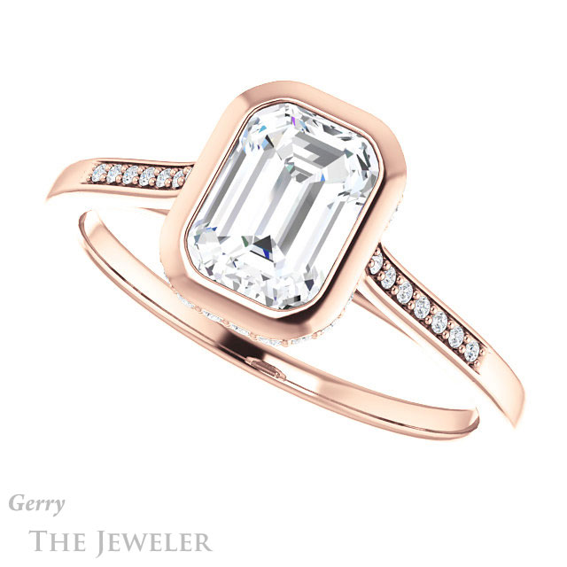 Emerald Cut Forever One Moissanite Engagement Ring #GTJ1037-emerald-fb-r 5 Emerald Cut Forever Brilliant Moissanite Engagement Ring #GTJ1037-emerald-fb-r