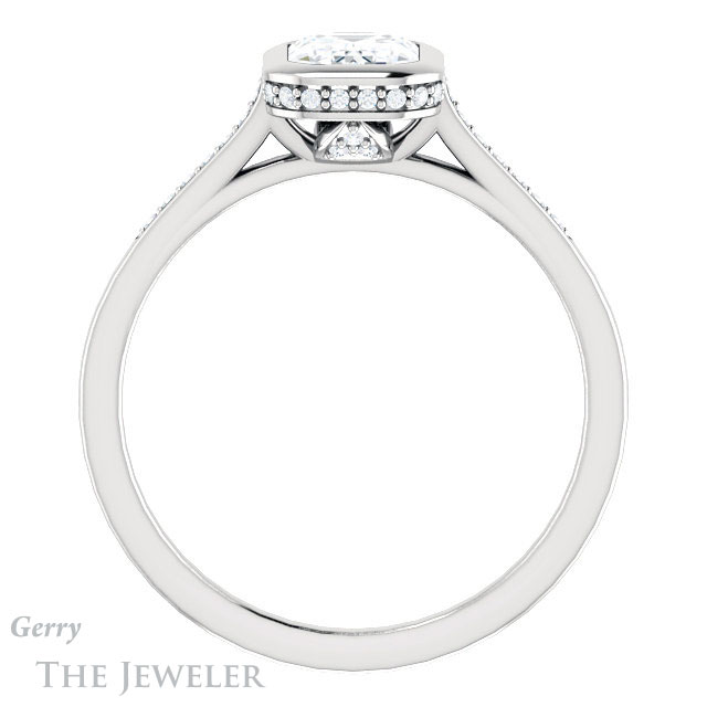 Emerald Cut Forever One Moissanite Engagement Ring #GTJ1037-emerald-fb-w 2 Emerald Cut Forever Brilliant Moissanite Engagement Ring #GTJ1037-emerald-fb-w