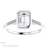 Emerald Cut Forever One Moissanite Engagement Ring #GTJ1037-emerald-fb-w 1 Emerald Cut Forever Brilliant Moissanite Engagement Ring #GTJ1037-emerald-fb-w