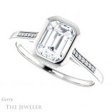 Emerald Cut Forever One Moissanite Engagement Ring #GTJ1037-emerald-fb-w 5 Emerald Cut Forever Brilliant Moissanite Engagement Ring #GTJ1037-emerald-fb-w