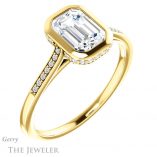 Emerald Cut Forever One Moissanite Engagement Ring #GTJ1037-emerald-fb-y 4 Emerald Cut Forever Brilliant Moissanite Engagement Ring #GTJ1037-emerald-fb-y