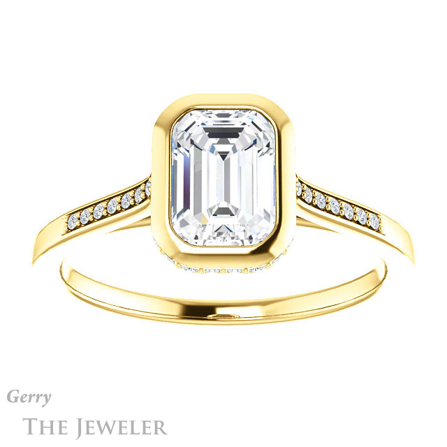 Emerald Cut Forever Brilliant Moissanite Engagement Ring #GTJ1037-emerald-fb-y