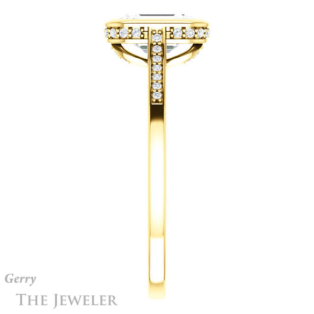 Emerald Cut Forever One Moissanite Engagement Ring #GTJ1037-emerald-fb-y 3 Emerald Cut Forever Brilliant Moissanite Engagement Ring #GTJ1037-emerald-fb-y