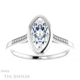 Marquise Cut Forever One Moissanite Engagement Ring #GTJ1037-marquise-fb-w 1 Marquise Cut Forever Brilliant Moissanite Engagement Ring #GTJ1037-marquise-fb-w