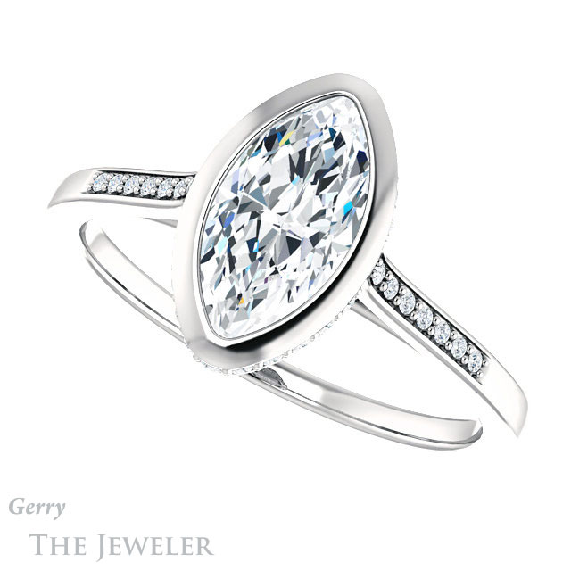 Marquise Cut Forever One Moissanite Engagement Ring #GTJ1037-marquise-fb-w 5 Marquise Cut Forever Brilliant Moissanite Engagement Ring #GTJ1037-marquise-fb-w