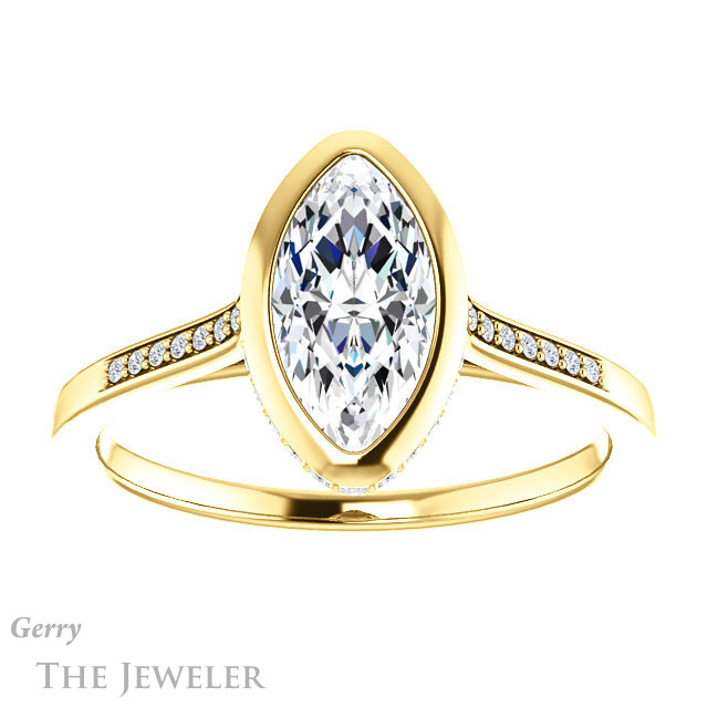 Marquise Cut Forever Brilliant Moissanite Engagement Ring #GTJ1037-marquise-fb-y