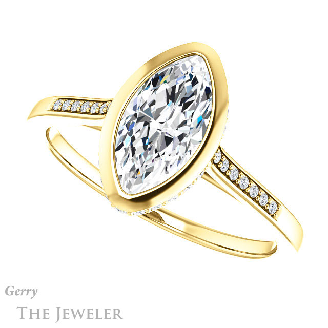 Marquise Cut Forever One Moissanite Engagement Ring #GTJ1037-marquise-fb-y 5 Marquise Cut Forever Brilliant Moissanite Engagement Ring #GTJ1037-marquise-fb-y
