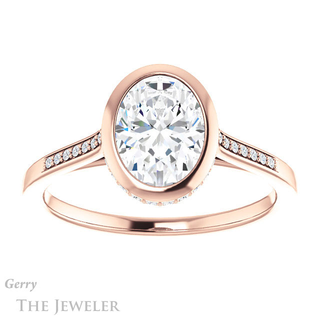 Oval Shaped Forever One Moissanite Engagement Ring #GTJ1037-oval-fo-r