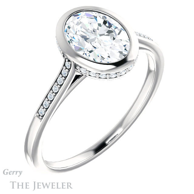 Oval Shaped Forever One Moissanite Engagement Ring #GTJ1037-oval-fo-w 4 Oval Shaped Forever One Moissanite Engagement Ring #GTJ1037-oval-fo-w