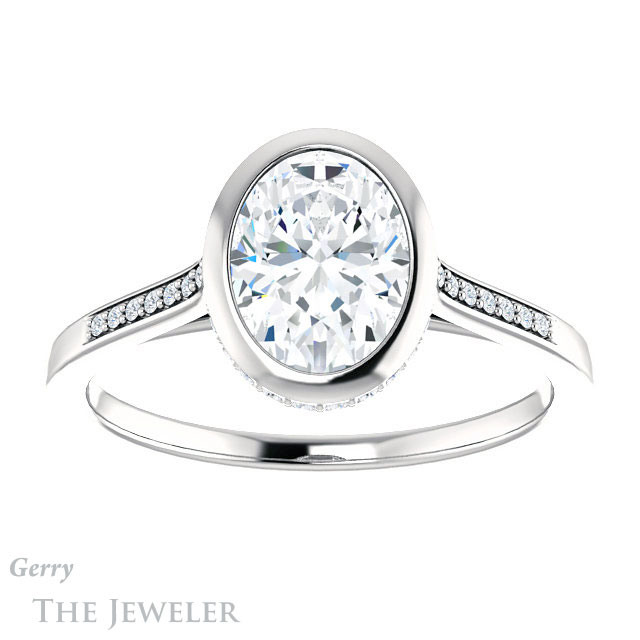 Oval Shaped Forever One Moissanite Engagement Ring #GTJ1037-oval-fo-w 1 Oval Shaped Forever One Moissanite Engagement Ring #GTJ1037-oval-fo-w