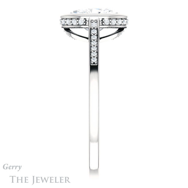 Oval Shaped Forever One Moissanite Engagement Ring #GTJ1037-oval-fo-w 3 Oval Shaped Forever One Moissanite Engagement Ring #GTJ1037-oval-fo-w