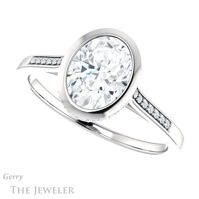 Oval Shaped Forever One Moissanite Engagement Ring #GTJ1037-oval-fo-w 5 Oval Shaped Forever One Moissanite Engagement Ring #GTJ1037-oval-fo-w