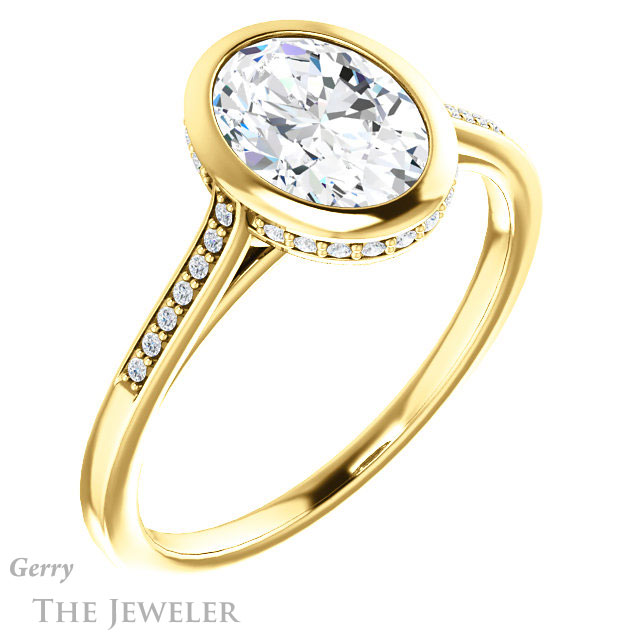 Oval Shaped Forever One Moissanite Engagement Ring #GTJ1037-oval-fo-y 4 Oval Shaped Forever One Moissanite Engagement Ring #GTJ1037-oval-fo-y