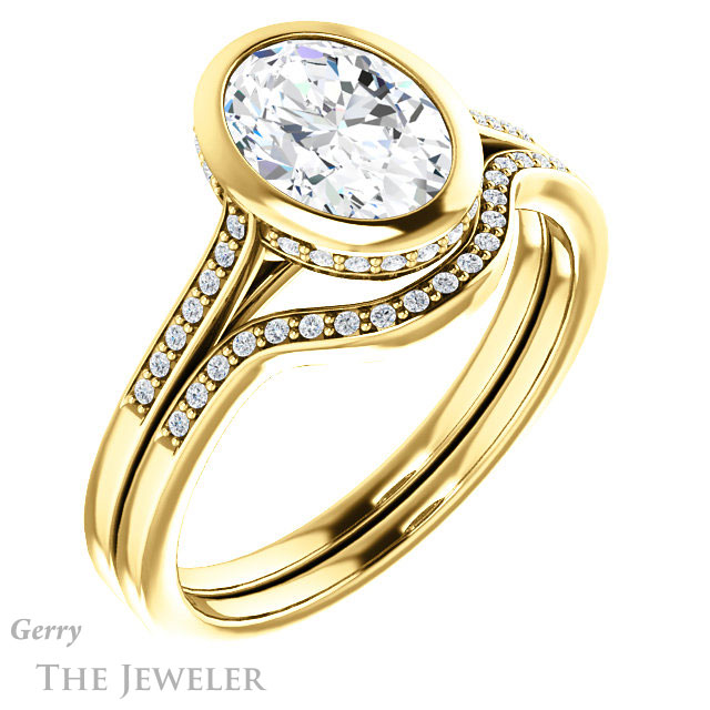 Oval Shaped Forever One Moissanite Engagement Ring #GTJ1037-oval-fo-y 6 Oval Shaped Forever One Moissanite Engagement Ring #GTJ1037-oval-fo-y