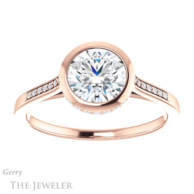 Round Cut Forever One Moissanite Engagement Ring #GTJ1037-round-fo-r