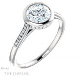 Round Cut Forever One Moissanite Engagement Ring #GTJ1037-round-fo-w 4 Round Cut Forever One Moissanite Engagement Ring #GTJ1037-round-fo-w