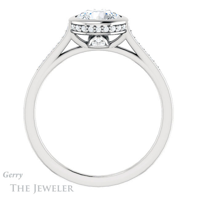 Round Cut Forever One Moissanite Engagement Ring #GTJ1037-round-fo-w