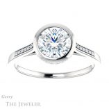 Round Cut Forever One Moissanite Engagement Ring #GTJ1037-round-fo-w 1 Round Cut Forever One Moissanite Engagement Ring #GTJ1037-round-fo-w