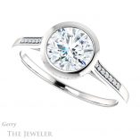 Round Cut Forever One Moissanite Engagement Ring #GTJ1037-round-fo-w 5 Round Cut Forever One Moissanite Engagement Ring #GTJ1037-round-fo-w