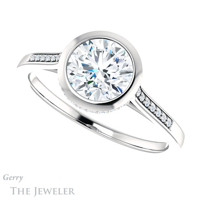 Round Cut Forever One Moissanite Engagement Ring #GTJ1037-round-fo-w 5 Round Cut Forever One Moissanite Engagement Ring #GTJ1037-round-fo-w
