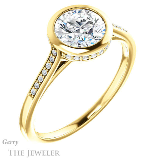 Round Cut Forever One Moissanite Engagement Ring #GTJ1037-round-fo-y 4 Round Cut Forever One Moissanite Engagement Ring #GTJ1037-round-fo-y