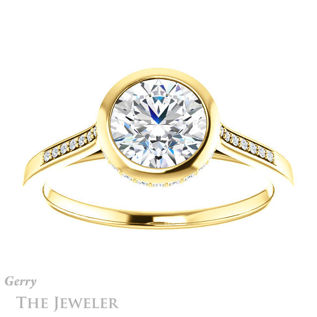 Round Cut Forever One Moissanite Engagement Ring #GTJ1037-round-fo-y 1 Round Cut Forever One Moissanite Engagement Ring #GTJ1037-round-fo-y