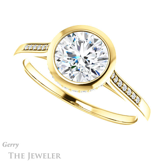 Round Cut Forever One Moissanite Engagement Ring #GTJ1037-round-fo-y 5 Round Cut Forever One Moissanite Engagement Ring #GTJ1037-round-fo-y